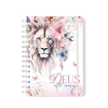 Imagem de Caderno Cristã Caderno Pautado frase cristã Capa Dura para o dia a dia ou devocional 100 folhas pautadas (DEUS ESTÁ COMIGO)