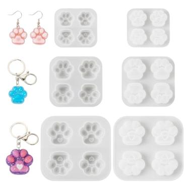 Imagem de Elecrelive 3 peças molde de fundição de resina epóxi gato cachorro kit de fabricação de brincos pingente de pegada moldes de silicone para artesanato faça você mesmo colar chaveiros decoração