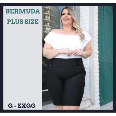 Imagem de Bermuda Plus Size Feminina Cotton Jeans Cós Alto Emagrece - Wild, Pret