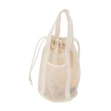 Imagem de WeiLaiKeQi Bolsa de banho de malha organizadora para pendurar, bolsa de higiene pessoal leve e grande capacidade portátil para mulheres/homens, acampamento e, Branco