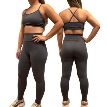 Imagem de Conjunto Fitness Feminino Legging Cós alto + Top Poliamida Blackout Ze