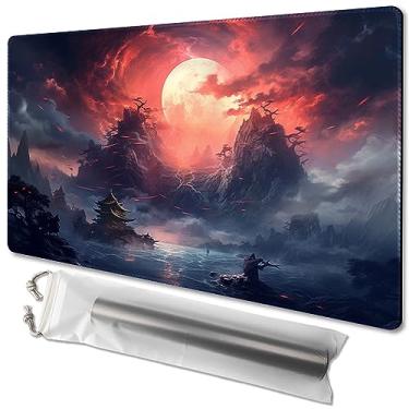 Imagem de MTG Playmat Size 24x14in Free Storage Bags Non-Slip Backing Printing, Ideal for Card Game Enthusiasts TCG Playmat Mouse Pad,Galaxy Fantasy (Red Sky at Night-No Deck)