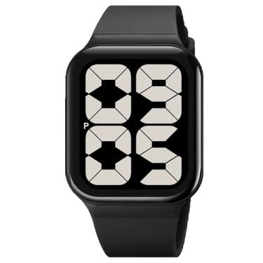 Imagem de Relógio esportivo digital relógios eletrônicos moda minimalismo design feminino masculino relógio reloj masculino (Black Black)