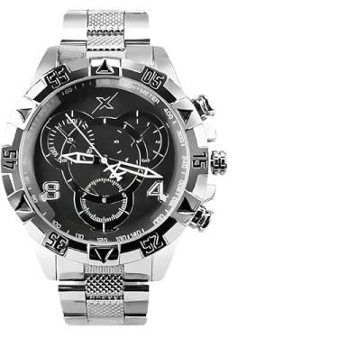 Imagem de Relógio Masculino Aço Inoxidável Prata + Caixa Premium Casual Mostrador Preto Analogico Pesado Autentico Social