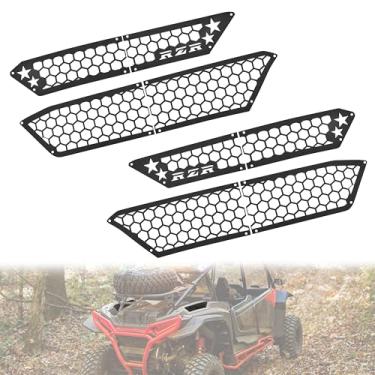 Imagem de SLORIMOD Grelha de cobertura de entrada de alumínio para Polaris RZR XP 1000/XP 4 1000 2024-2025 Acessórios, tampa de malha metálica pré-filtro de entrada de ar do lado do motor preto bisel (2 peças)