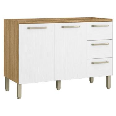 Imagem de Balcão De Pia Ametista 2 Portas 3 Gavetas 120 Cm Freijó Supremo - Kits Paraná