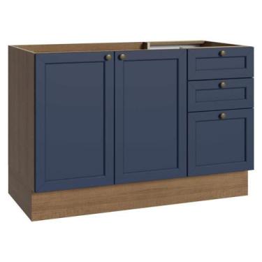 Imagem de Balcão De Pia 120Cm (sem Tampo) Vik Madesa Rustic/azul