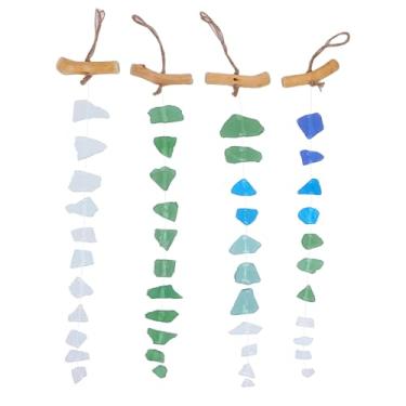 Imagem de GLOGLOW 4pcs Artesanais de Vidro Marítimo Rolos de, Vidro Jateado e Areia de Areia Ao Ar Livre para Decoração de Pátio de Jardim, 15,8 Onças de Estilo Boêmio Windchimes Windchimes