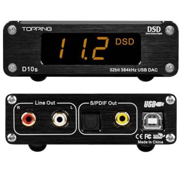 Imagem de KGUSS Topping D10s Mini USB DAC CSS XMOS XU208 ES9038Q2M OPA2134 Decodificador Amplificador de Áudio Preto