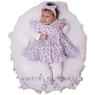 Imagem de Saída de Maternidade Menina Natalie Luxo Floral Lilás 05 Peças - Amora