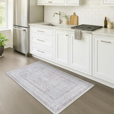 Imagem de Fame Rugs Tapete turco Lavável Vintage Oriental Inspirado Tradicional Tapete Pequeno Moderno Tapetes de Entrada Luxo Entrada Quarto Banheiro Cozinha (411CC, 2'5 x 5')