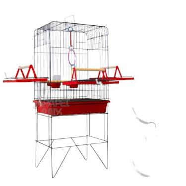 Imagem de Gaiola Viveiro Para Calopsita com Bandejas Laterais C/Pé Agapórnis Aves Mansas DUPLEX/TRIPLEX/STAR(GRADE PRETA - VERMELHO TRIPLEX)
