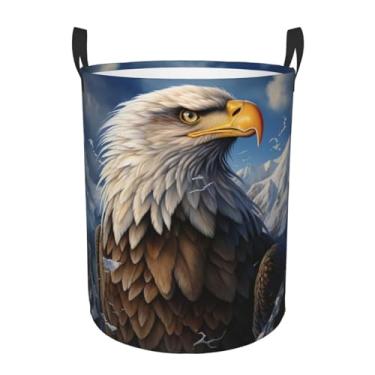 Imagem de Eagle cesto de roupa suja dobrável à prova d'água cesto de armazenamento de roupas com alças pano oxford organizador de brinquedos cesta para banheiro, lavanderia, quarto, médio
