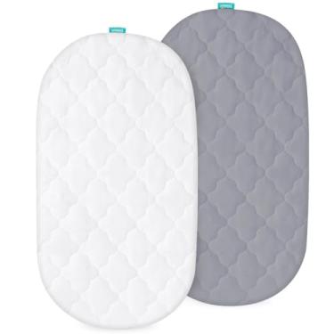 Imagem de Capa de colchão à prova d'água, serve para berço de bebê UPPAbaby de 33 cm x 76 cm, ultra macio, respirável, branco e cinza