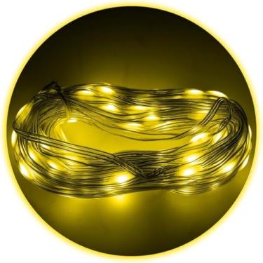 Imagem de Led Pisca Linha Com 20 Metros Lâmpadas Tomada A Prova D'Água 8 Modos Natal Ano Novo Premium 110V (Amarelo)
