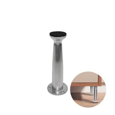 Imagem de Pé Távola de Alumínio Escovado de 10 Cm Com Regulagem Para Armários E 