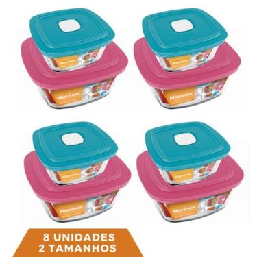 Imagem de 8 Potes de Vidro Com Tampa 2 Tamanhos Facilita Vap Marinex