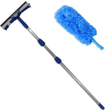 Imagem de Rodo Limpa Vidros Cabo Extensor 6 Mts Com Espanador Eletrostático - Ve