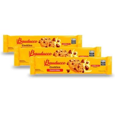 Imagem de Cookies Bauducco Tradicional Gotas De Chocolate Kit 3Un 100G