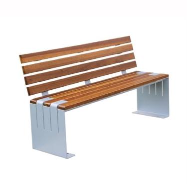 Imagem de ZzleoyuUUs-12 Banco de jardim ao ar livre marrom claro banco externo parque lazer duplo com encosto banco de pátio 150 cm