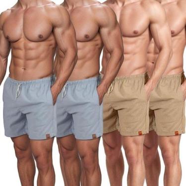 Imagem de Kit 4 Short De Linho Masculino Básico Mauricinho Premium Lavado De Alt