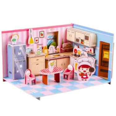 Imagem de Quebra-Cabeça 3D Infantil DIY Cômodos da Casa Educativo Criativo com Quarto Cozinha Sala Banheiro (Cozinha)