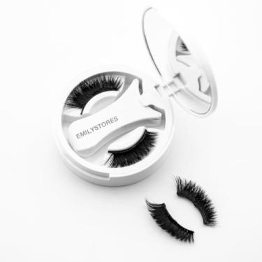 Imagem de EMILYSTORES Conjunto de cílios magnéticos com aplicador, cílios postiços reutilizáveis, design sem cola, preto (MLT19)