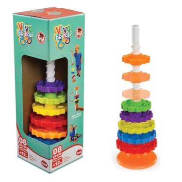 Imagem de Torre de Empilhar Educativa para Crianças, Blocos de Montar Coloridos, Brinquedo de Desenvolvimento Sensorial, 8 Peças