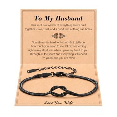 Imagem de Tarsus Pulseira To My Men/Husband/Son com nó de amor, joias de Natal, aniversário, aniversário, dia dos namorados, average, Aço inoxidável, Sem Pedra Preciosa