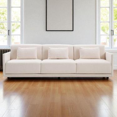 Imagem de Sofá 3 Lugares King Size Revestimento em Sarja 252cm Bege Claro