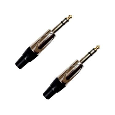 Imagem de Kit 2 Plug P10 Macho Estéreo Ponta Dourada Mxt