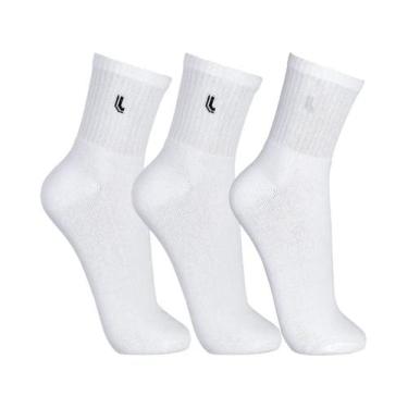 Imagem de Kit 3 Pares Meia Masculino Cano Médio Lupo, 41 a 44, Todas brancas