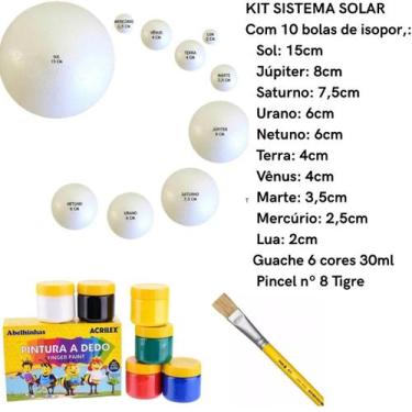 Imagem de Kit Maquete Escolar Sistema Solar Planetas Bolas De Isopor Guache e Pi