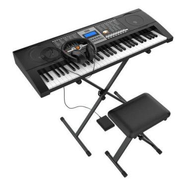 Imagem de Teclado Portátil Rockdale Primo 61 Teclas 5 Em 1 Banco Sup, Preto, 110