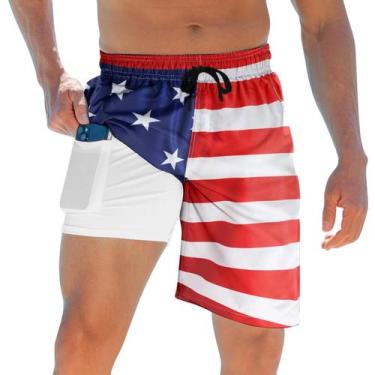 Imagem de Calções de banho ALISISISISER American Flag 4 de julho, masculinos - A