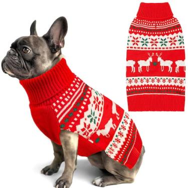 Imagem de Suéter para cães KYEESE Christmas Snowflake Reindeer para cães pequeno