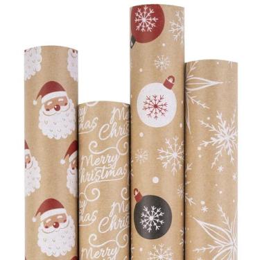 Imagem de Papel de embrulho RUSPEPA Christmas Kraft Paper 4 rolos 76x305cm