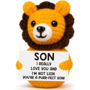 Imagem de Brinquedo de leão de crochê feito à mão BDAyption para presente de fil