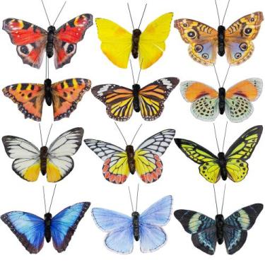 Imagem de Ornamento suspenso Berfutall Feather Butterfly Set 12 peças de 9 cm