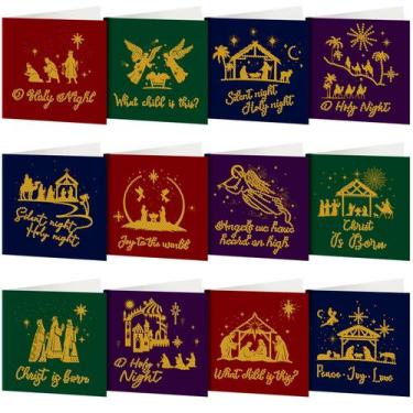 Imagem de Cartões comemorativos TecUnite 12 Religious Christmas Diamond Art Kit 