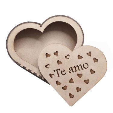 Imagem de Caixa em MDF Formato Coração Eu Te Amo Presente Criativo Namorados - E