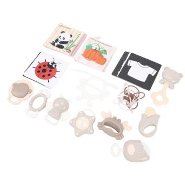 Imagem de GLOGLOW Brinquedo de Treinamento Tátil para bebê Antialimento Bastão de Moagem Manual de Silicone Macio Chocalho Mordedor Brinquedo Agitador Com Livros de Pano para Bebês Desenvolvimento Sensorial de Chocalho para , Recém-nascido