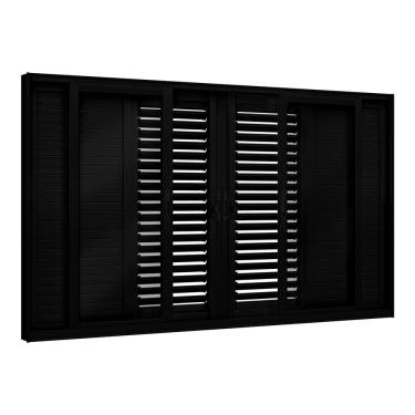 Imagem de Janela de Alumínio Veneziana Flex 4 Folhas Móveis e 2 Fixas 100x150cm Lucasa Eccellente Preto