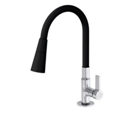 Imagem de Torneira para cozinha de pia bancada gourmet flexível preta - Alcântar