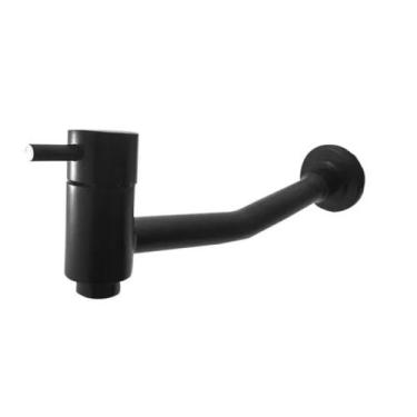 Imagem de Torneira Link 1/4 Fosco De Parede Preta Para Cuba Banheiro 22 Cm - Alc