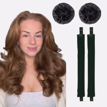 Imagem de Kit Mini Modelador de Cabelos em Cetim Cachos Perfeitos sem Calor (Heatless Curl) (Ondas sem Calor) (Preto)