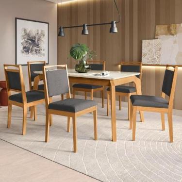 Imagem de Conjunto Sala De Jantar Madeira Maciça 6 Cadeiras Kappesberg Off White