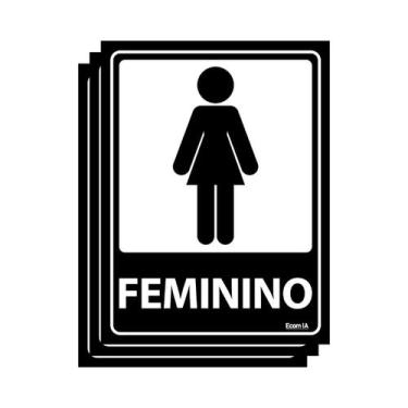 Imagem de Combo 3 Placas De Sinalização Banheiro Feminino 15x20 Ecom IA - A-465 