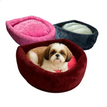 Imagem de Cama Para Pet Em Pelúcia Luxo para Cachorro e Gato Pequeno ou Médio Porte, Antialérgica, Anatômica e Lavável,Fibra de Silicone + Espuma D23 Cores Sortidas (Grande 54x60)