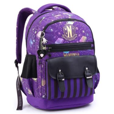 Imagem de Mochila Costas Escolar Infantil Bolso Frontal Wandinha-Feminino
